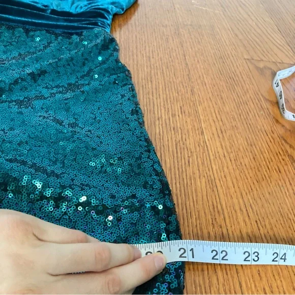 6 stretchy allover Sequin green purple high slit mermaid sleeveless dress 16 - Picture 11 of 13